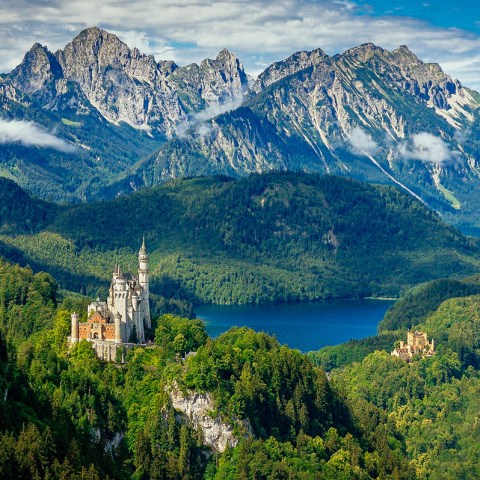 Neuschwanstein and Hohenschwangau aerial view