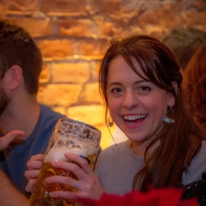 Guests enjoying Bavarian beer on the Beer & Beyond Munich Beer Tour