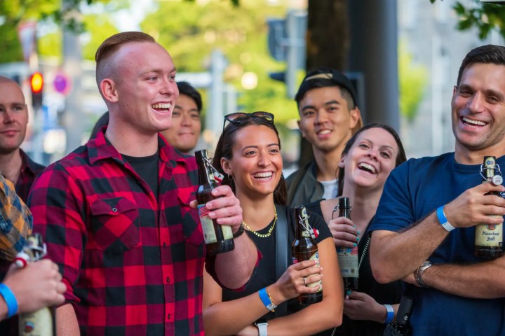 Guests enjoying Bavarian beer on the Beer & Beyond Munich Beer Tour