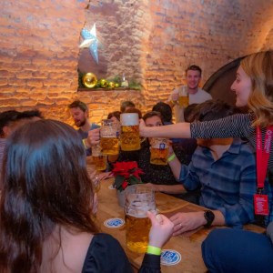 Guests enjoying Bavarian beer on the Beer & Beyond Munich Beer Tour