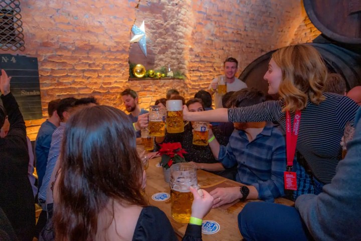 Guests enjoying Bavarian beer on the Beer & Beyond Munich Beer Tour