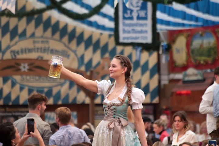 Munich Springfest beer tent atmosphere